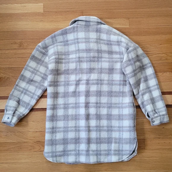 SEZANE ANNELINE PLAID WOOL JACKET SHACKET - Picture 6 of 8